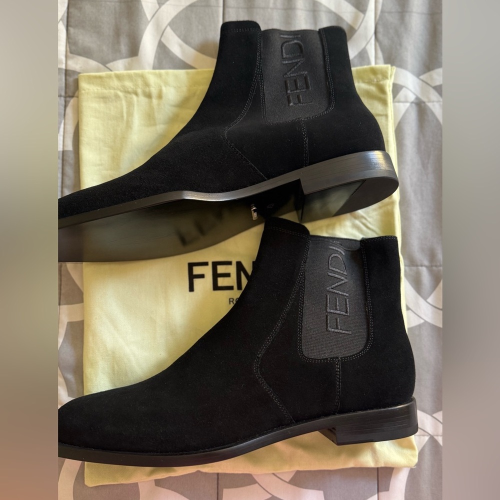 Fendi Men's Black Suede Ankle Boots